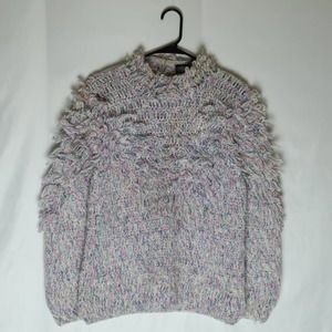 Answers Riddles Shaggy Sweater Womens M Multicolo… - image 1